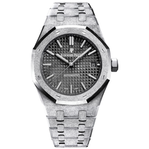 Audemars Piguet Royal Oak Frosted Gold Black Dial Ladies 18k White Gold Watch 15454BC.GG.1259BC.03