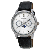 August Steiner Diamond Multi-Function Black Leather Men's Watch AS8051SS