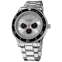 August Steiner Multi-Function Silver Dial Silver-Tone Men's Watch AS8059SS