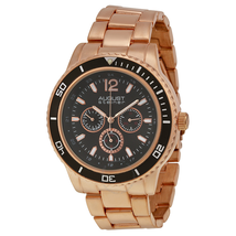 August Steiner Multi-Function Black Dial Rose Gold-Tone Men's Watch AS8059RG