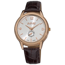 August Steiner Silver Dial Brown Leather Men's Watch AS8020RG