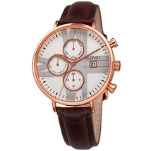 August Steiner Silver Dial Ladies Leather Multifunction Watch AS8220BRRG