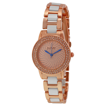 August Steiner Crystal Glitz Rose Gold-Tone and White Ceramic Ladies Watch AS8052RG