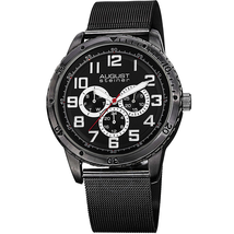 August Steiner Multi-Function Black Dial Black Ion-plated Men's Watch AS8115BK