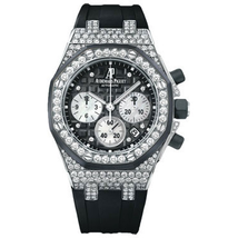 Audemars Piguet Royal Oak Offshore Chronograph Black Dial Diamond Ladies Watch 26092CKZZD002CA01 26092CK.ZZ.D002CA.01