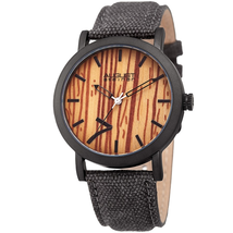 August Steiner Brown Wood Dial Black Canvas Men's Watch AS8238GY