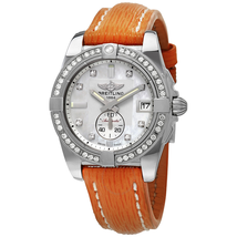 Breitling Galactic 36 Automatic Diamond Dial Orange Sahara Leather Watch A3733053/A717-217XS-A16BA.1