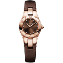 Baume et Mercier Baume and Mercier Linea Brown Diamond Dial 18kt Rose Gold Brown Satin Ladies Watch 10090