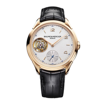 Baume et Mercier Clifton Silver Dial Black Leather Strap Men's Watch 10143