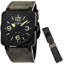 Bell and Ross Nightlum Black Dial Automatic Men's Leather Watch BR0392-BL3-CE/SCA