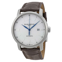 Baume et Mercier Baume and Mercier Classima Executives Automatic Silver Guilloche Dial Brown Leather Strap Men's Watch 8731