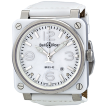 Bell and Ross Aviation Mother of Pearl White Ceramic Men's Watch BR0392-WHT-CER BR0392-WH-C/SCA