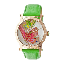 Bertha Isabella Mother of Pearl Green Leather Ladies Watch BR4305