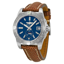Breitling Galactic 36  Automatic Blue Dial Brown Lizard Leather Unisex Watch A3733011-C824BRZT