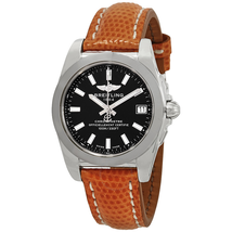 Breitling Galactic 36 Black Dial Ladies Lizard Leather Watch W7433012/BE08ORZT