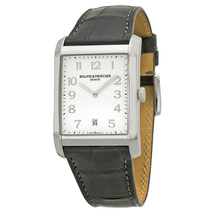 Baume et Mercier Baume and Mercier Silver Dial Black Leather Men's Watch 10154
