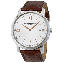 Baume et Mercier Classima Silver Dial Brown Leather Strap Men's 42mm Watch 10144