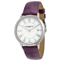Baume et Mercier Classima White Dial Purple Leather Ladies Watch 10224 MOA10224