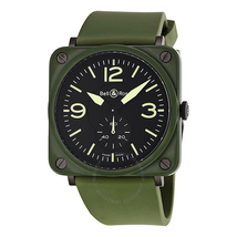 Bell and Ross Military Olive Green Ceramic Rubber Strap Men's Watch BRS-CERAM-MIL BRS-CERAM-MIL/SRB