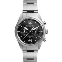 Bell and Ross Vintage Officer Black Dial Automatic Men's Chronograph Watch BRV126-BL-ST/SST