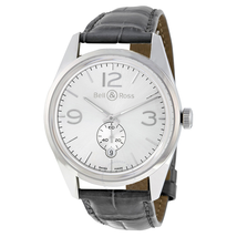 Bell and Ross Vintage Officer Silver Dial GreyLeather Men's Watch BRG123-WH-ST-SCR