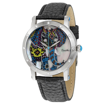 Bertha Betsy Mother of Pearl Elephant Dial Black Leather Ladies Watch BTHBR5701