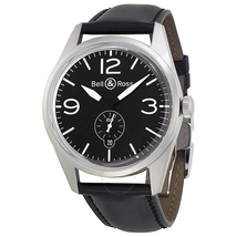Bell and Ross Vintage Black Dial Black Leather Men's Watch BRV123-BL-ST-SCA