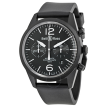 Bell and Ross Vintage Original Automatic Chronograph Black Dial Black Rubber Men's Watch RBRV126-BL-CA-SRB BRV126-BL-CA/SRB