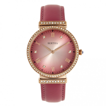 Bertha Allison Quartz Crystal Pink Dial Ladies Watch BR9306