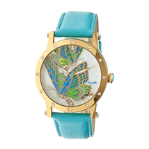 Bertha Isabella Mother of Pearl Dial Turquoise Leather Ladies Watch BR4302