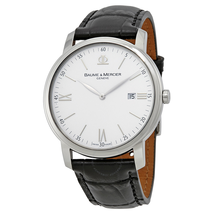 Baume et Mercier Classima White Dial Black Leather Men's Watch MOA10379