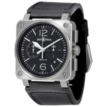 Bell and Ross Aviation Black Dial Automatic Men's Chronograph Watch BR0394-STEEL2