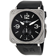 Bell and Ross Aviation Black Dial Black Rubber Men's Watch BRS-BL-ST-SRB BRS-BL-ST/SRB