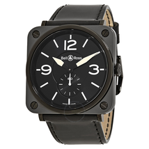 Bell and Ross Aviation Black Dial Black Leather Men's Watch BRS-BL-CEM-BKPAT