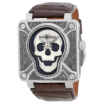 Bell and Ross Aviation Black Skull Dial Men's Limited Edition Watch BR0192-SKULL-BURN
