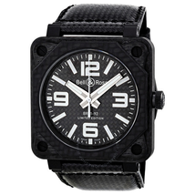 Bell and Ross Aviation Carbon Fiber Black Dial 46 MM Automatic Men's Watch BR-01-92-CARBON-FIBER BR0192-CA-FIBER