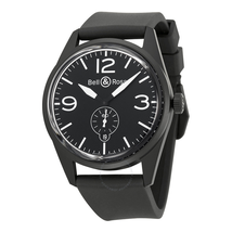Bell and Ross Aviation Original Carbon Black Dial Black Rubber Men's Watch BLRBR123-BL-CB