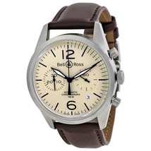 Bell and Ross Chronograph Beige Dial Brown Leather Men's Watch R BRV126-BEI-ST-SCA