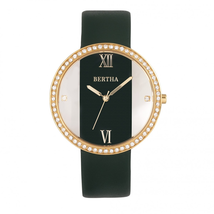 Bertha Ingrid Quartz Crystal Green Dial Ladies Watch BR9103