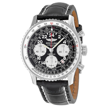 Breitling Navitimer Cosmonaute Black Dial Leather Men's Watch AB021012-BB59BKCT