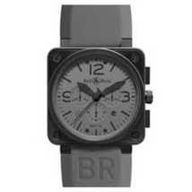 Bell and Ross Aviation Commando Chronograph Grey Dial Rubber Automatic Men's Watch BR01-94COMMANDO