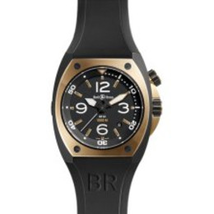 Bell and Ross Marine Black Dial 18kt Pink Gold and Black PVD Steel Rubber Men's Watch BR02-PNKGLD-CA BR02-PINKGOLD-CA-DNR