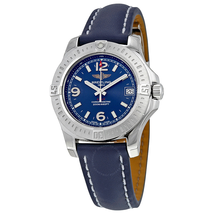 Breitling Colt 36 Blue Dial Blue Leather Quartz Ladies Watch A7438911-C913-199X-A16D.1