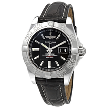 Breitling Galactic 41 Black Dial Black Leather Men's Watch A49350L2-BA07BKCT