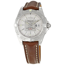 Breitling Galactic 41 Silver Dial Brown Leather Strap Men's Watch A49350L2-G699BRLD