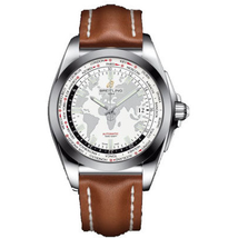 Breitling Galactic Unitime Antarctica White Dial Light Brown Leather Automatic Men's Watch WB3510U0-A777BRLT WB3510U0/A777BRLT