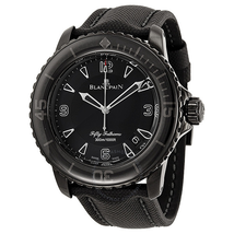 Blancpain Fifty Fathoms Black Dial Black PVD Stainless Steel Fabric Automatic Men's Watch 5015-11C30-52