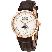 Blancpain Villeret Silver Dial 18kt Rose Gold Brown Leather Men's Watch 6263-3642-55B