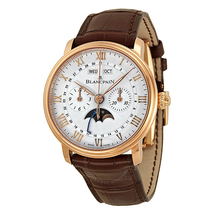 Blancpain Villeret Silver Dial Chronograph 18kt Rose Gold Brown Leather Men's Watch 6685-3642-55B