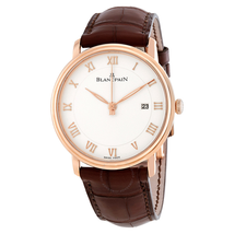 Blancpain Villeret White Dial 18kt Rose Gold Brown Leather Men's Watch 6651-3642-55B